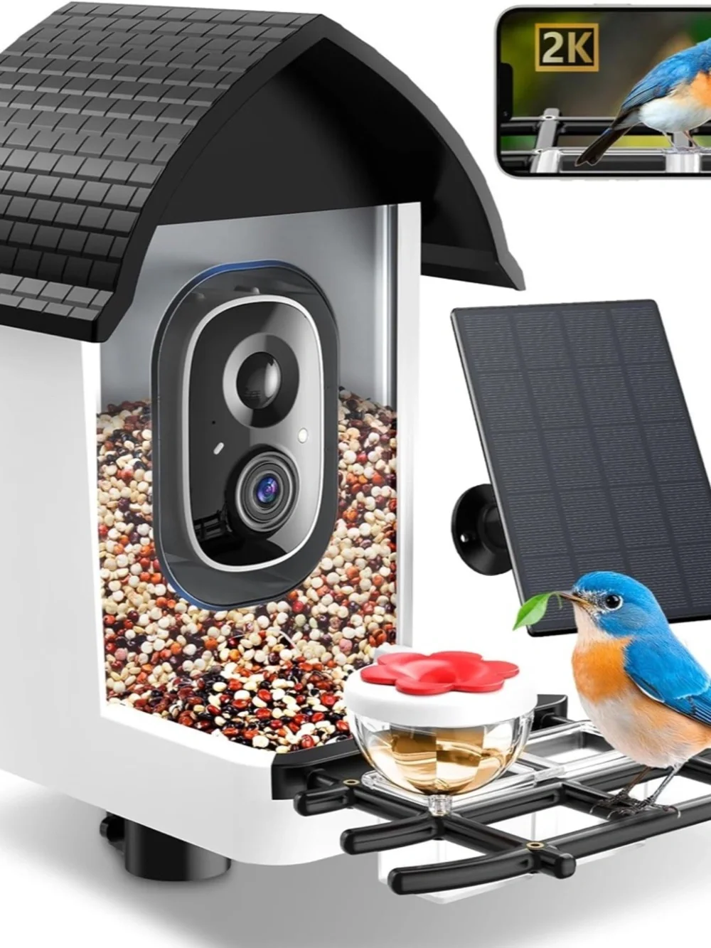 Smart Bird Feeder with Camera - Solar Powered Bird Watching Camera with 2K